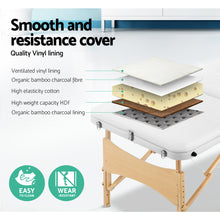 Load image into Gallery viewer, Zenses 3 Fold Portable 70 cm Wide Wood Massage Table - White