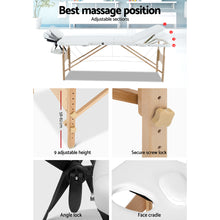 Load image into Gallery viewer, Zenses 3 Fold Portable 70 cm Wide Wood Massage Table - White