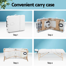 Load image into Gallery viewer, Zenses 3 Fold Portable 70 cm Wide Wood Massage Table - White