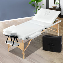 Load image into Gallery viewer, Zenses 3 Fold Portable 70 cm Wide Wood Massage Table - White