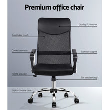Load image into Gallery viewer, PU Leather High Back Mesh High Back Office Chair - Black