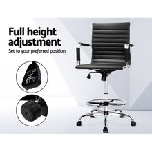 Load image into Gallery viewer, Office Chair Veer Drafting Stool Mesh Chairs Armrest Standing Desk Black
