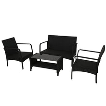 Load image into Gallery viewer, 4 pcs Outdoor Rattan Patio Lounge Set - Black