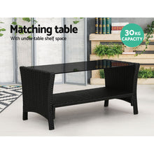 Load image into Gallery viewer, 4 pcs Outdoor Rattan Patio Lounge Set - Black