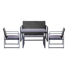 Load image into Gallery viewer, Gardeon 4PC Outdoor Furniture Patio Table Chair Black