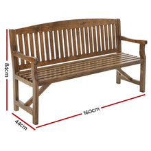 Load image into Gallery viewer, Handcrafted Wooden 3 Seater Garden Bench - Natural