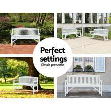 Load image into Gallery viewer, Gardeon Wooden Garden Bench Chair Outdoor Furniture Patio Deck 3 Seater White