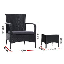 Load image into Gallery viewer, Outdoor Furniture Patio Set Wicker Outdoor Conversation Set Chairs Table 3PCS