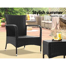 Load image into Gallery viewer, Outdoor Furniture Patio Set Wicker Outdoor Conversation Set Chairs Table 3PCS
