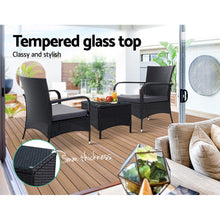 Load image into Gallery viewer, Outdoor Furniture Patio Set Wicker Outdoor Conversation Set Chairs Table 3PCS
