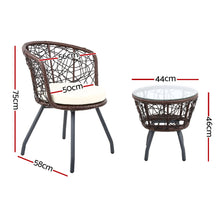 Load image into Gallery viewer, Gardeon Outdoor Patio Chair and Table - Brown