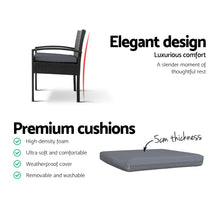 Load image into Gallery viewer, Gardeon Outdoor Furniture Dining Chairs Wicker Garden Patio Cushion Black 3PCS Sofa Set Tea Coffee Cafe Bar Set