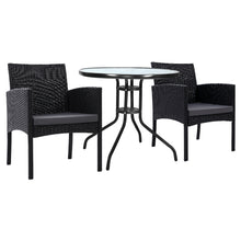 Load image into Gallery viewer, Gardeon Outdoor Bistro Chairs Patio Furniture Dining Chair Wicker Garden Cushion Tea Coffee Cafe Bar Set