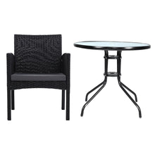 Load image into Gallery viewer, Gardeon Outdoor Bistro Chairs Patio Furniture Dining Chair Wicker Garden Cushion Tea Coffee Cafe Bar Set