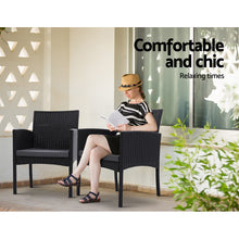 Load image into Gallery viewer, Gardeon Outdoor Bistro Chairs Patio Furniture Dining Chair Wicker Garden Cushion Tea Coffee Cafe Bar Set