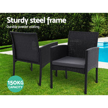Load image into Gallery viewer, Gardeon Outdoor Bistro Chairs Patio Furniture Dining Chair Wicker Garden Cushion Tea Coffee Cafe Bar Set