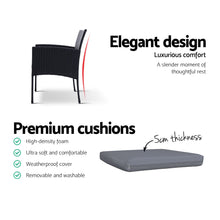 Load image into Gallery viewer, Gardeon Outdoor Bistro Chairs Patio Furniture Dining Chair Wicker Garden Cushion Tea Coffee Cafe Bar Set
