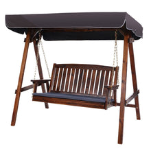 Load image into Gallery viewer, 3 Seater Wooden Garden Canopy Swing Chair - Charcoal