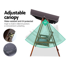 Load image into Gallery viewer, 3 Seater Wooden Garden Canopy Swing Chair - Charcoal