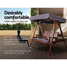Load image into Gallery viewer, 3 Seater Wooden Garden Canopy Swing Chair - Charcoal