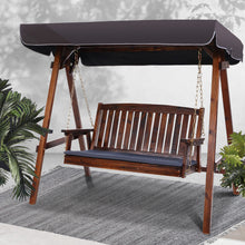 Load image into Gallery viewer, 3 Seater Wooden Garden Canopy Swing Chair - Charcoal