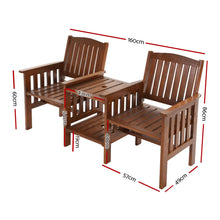 Load image into Gallery viewer, Gardeon Garden Bench Chair Table Loveseat Wooden Outdoor Furniture Patio Park Brown