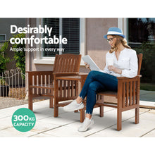 Load image into Gallery viewer, Gardeon Garden Bench Chair Table Loveseat Wooden Outdoor Furniture Patio Park Brown