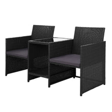 Load image into Gallery viewer, Gardeon Outdoor Setting Wicker Loveseat Birstro Set Patio Garden Furniture Black