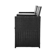 Load image into Gallery viewer, Gardeon Outdoor Setting Wicker Loveseat Birstro Set Patio Garden Furniture Black
