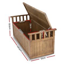 Load image into Gallery viewer, 200L Outdoor Storage Box Wooden Garden Bench 128.5cm Chest Tool Toy Sheds