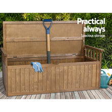 Load image into Gallery viewer, 200L Outdoor Storage Box Wooden Garden Bench 128.5cm Chest Tool Toy Sheds