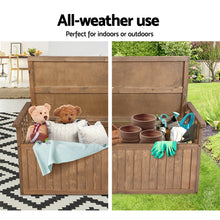 Load image into Gallery viewer, 200L Outdoor Storage Box Wooden Garden Bench 128.5cm Chest Tool Toy Sheds