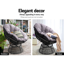 Load image into Gallery viewer, Gardeon Outdoor Lounge Setting Papasan Chairs Table Patio Furniture Wicker Black