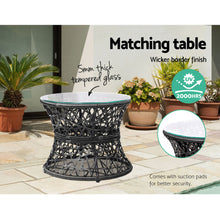 Load image into Gallery viewer, Gardeon Outdoor Lounge Setting Papasan Chairs Table Patio Furniture Wicker Black