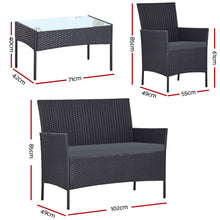 Load image into Gallery viewer, Gardeon 4-piece Outdoor Lounge Setting Wicker Patio Furniture Dining Set Grey