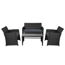Load image into Gallery viewer, Gardeon Rattan Furniture Outdoor Lounge Setting Wicker Dining Set w/Storage Cover Black