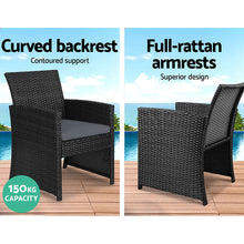 Load image into Gallery viewer, Gardeon Rattan Furniture Outdoor Lounge Setting Wicker Dining Set w/Storage Cover Black