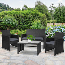 Load image into Gallery viewer, Gardeon Rattan Furniture Outdoor Lounge Setting Wicker Dining Set w/Storage Cover Black