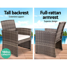Load image into Gallery viewer, Gardeon Set of 4 Outdoor Lounge Setting Rattan Patio Wicker Dining Set Mixed Grey