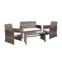 Load image into Gallery viewer, Gardeon Rattan Furniture Outdoor Lounge Setting Wicker Dining Set w/Storage Cover Mixed Grey