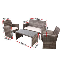 Load image into Gallery viewer, Gardeon Rattan Furniture Outdoor Lounge Setting Wicker Dining Set w/Storage Cover Mixed Grey