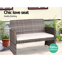 Load image into Gallery viewer, Gardeon Rattan Furniture Outdoor Lounge Setting Wicker Dining Set w/Storage Cover Mixed Grey