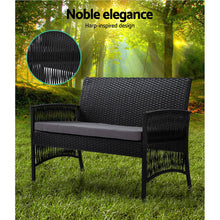 Load image into Gallery viewer, Gardeon 4 PCS Outdoor Furniture Lounge Setting Wicker Dining Set Black