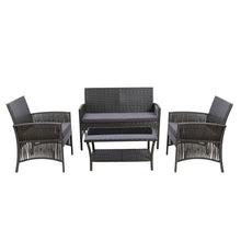 Load image into Gallery viewer, Gardeon 4 PCS Outdoor Furniture Lounge Setting Wicker Dining Set Grey