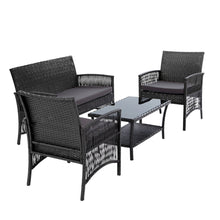 Load image into Gallery viewer, Gardeon 4 PCS Outdoor Furniture Lounge Setting Wicker Dining Set Grey