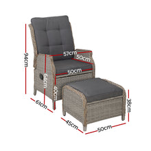 Load image into Gallery viewer, Gardeon Recliner Chair Sun lounge Outdoor Setting Patio Furniture Wicker Sofa
