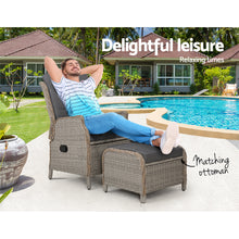 Load image into Gallery viewer, Gardeon Recliner Chair Sun lounge Outdoor Setting Patio Furniture Wicker Sofa