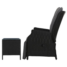Load image into Gallery viewer, 3PC Outdoor Wicker Recliner Chairs and Table Sun lounge Set -