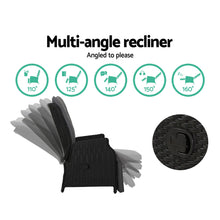 Load image into Gallery viewer, 3PC Outdoor Wicker Recliner Chairs and Table Sun lounge Set -