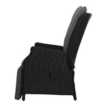 Load image into Gallery viewer, Gardeon Set of 2 Recliner Chairs Sun lounge Outdoor Furniture Setting Patio Wicker Sofa Black